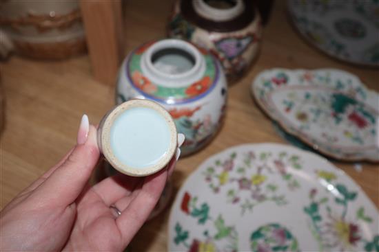 A group of Chinese porcelain, a bamboo brushpot etc